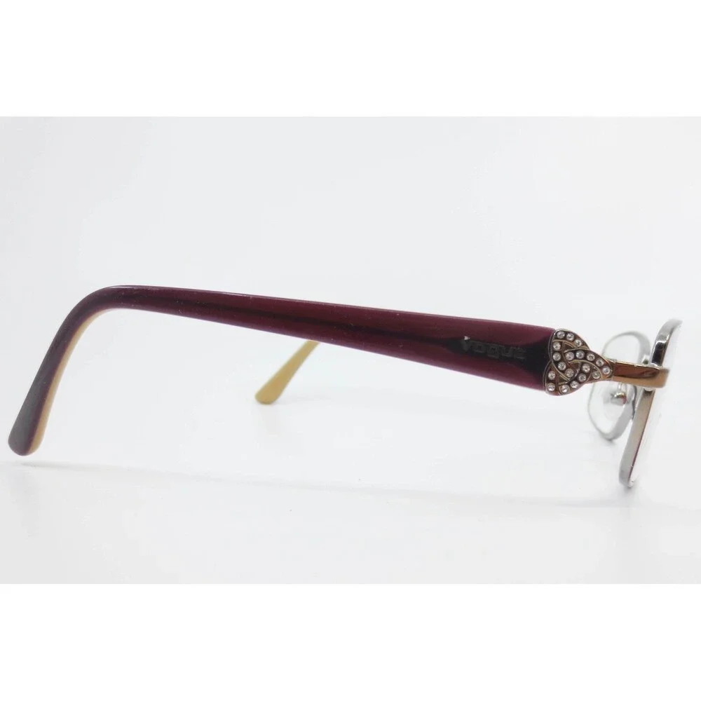 Vogue VO 3845-B Brown Burgundy Rhinestone Heart Eyeglasses Frames 52-16-135 835